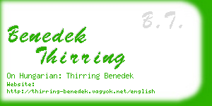 benedek thirring business card